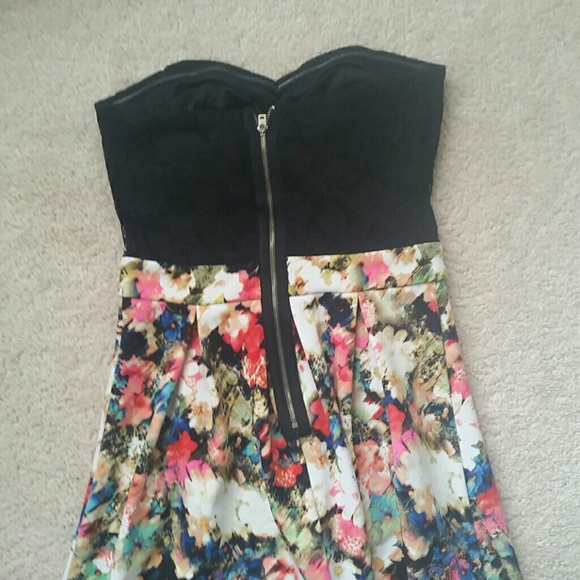 Xhilaration xs floral and black strapless dress - Picture 5 of 5